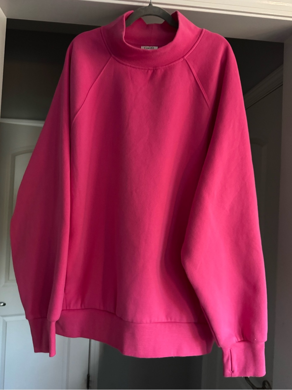 Comfrt Basic Mock Neck Sweatshirt Pink XXL Oversized Pullover Cozy Comfort
